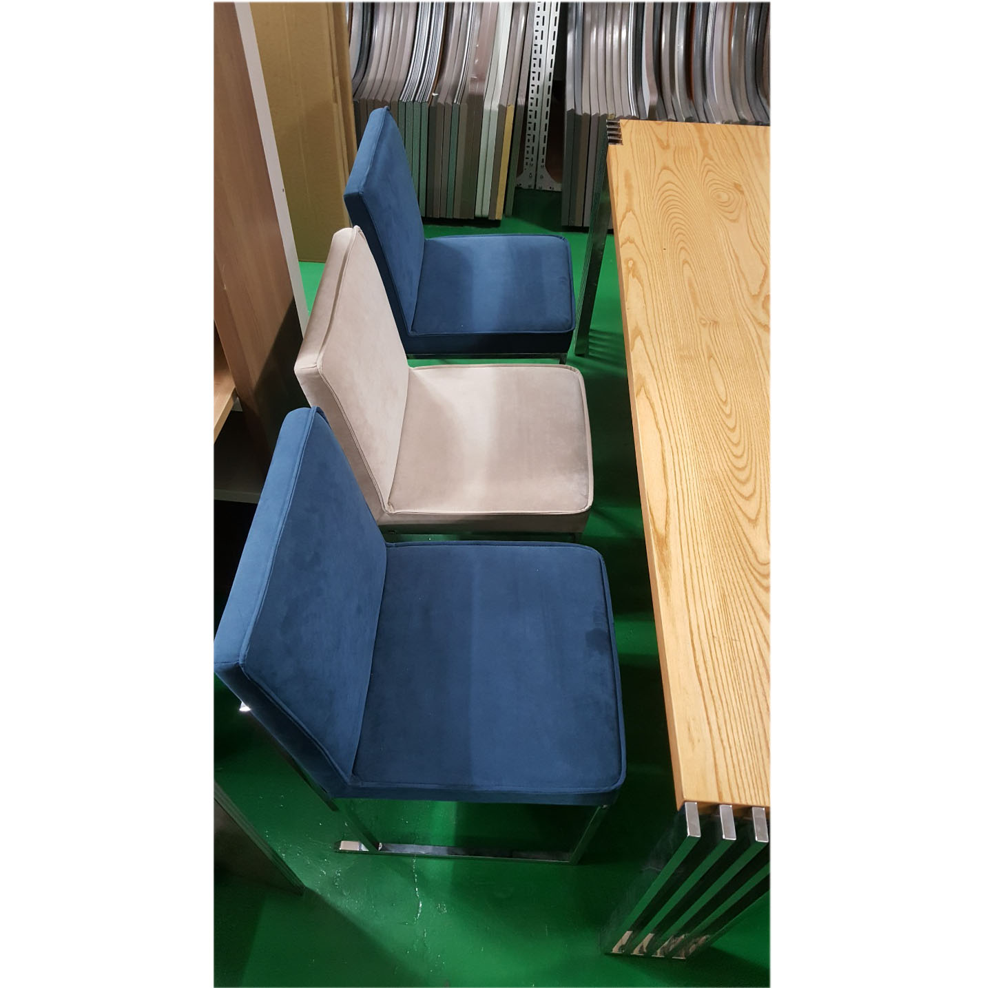 원목6인탁자 세트 세무가죽,지오디바니 2000*850