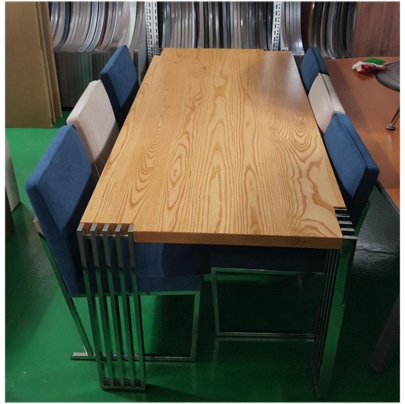 원목6인탁자 세트 세무가죽,지오디바니 2000*850