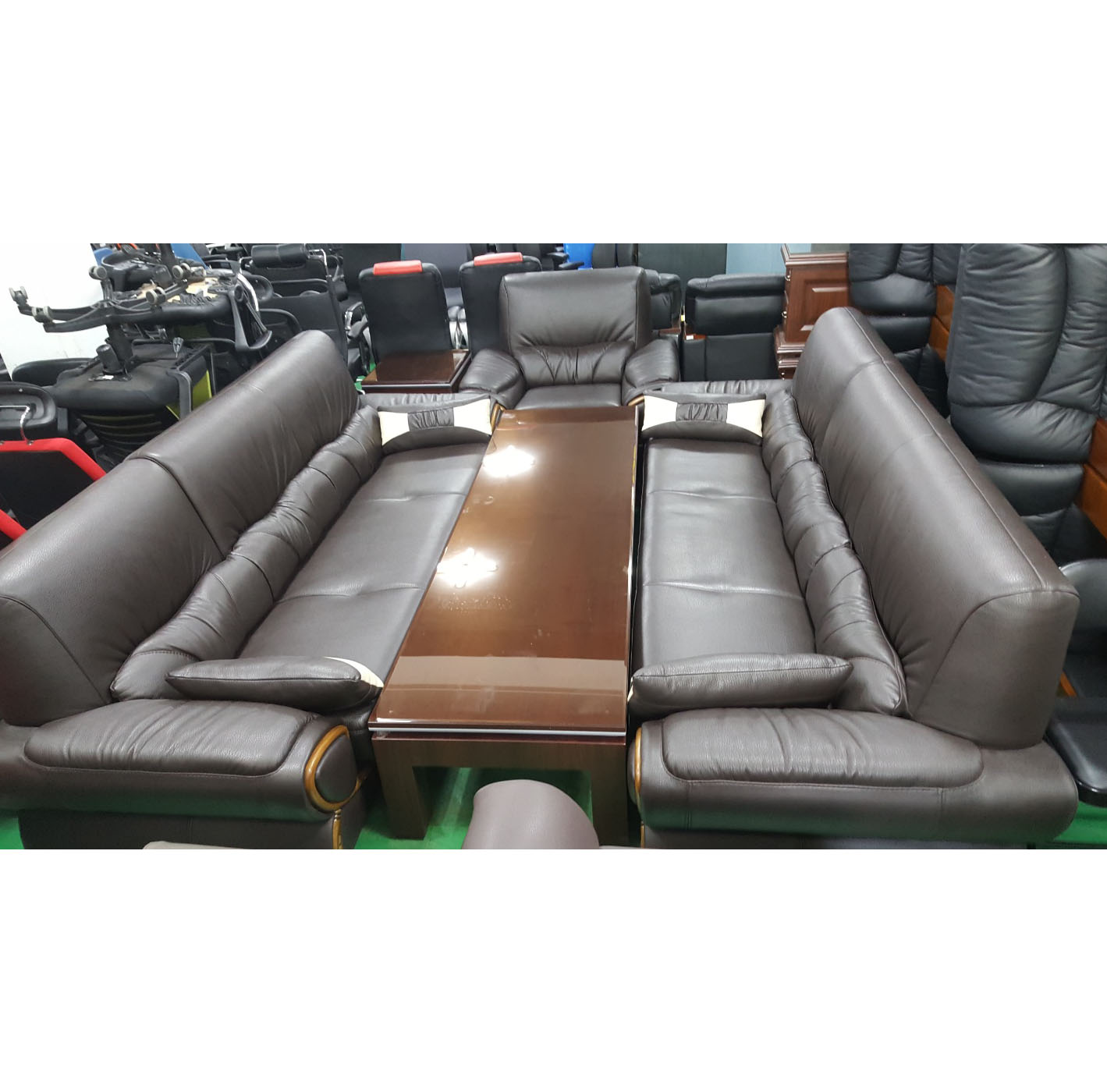 가죽 중역쇼파세트 (유리포함)