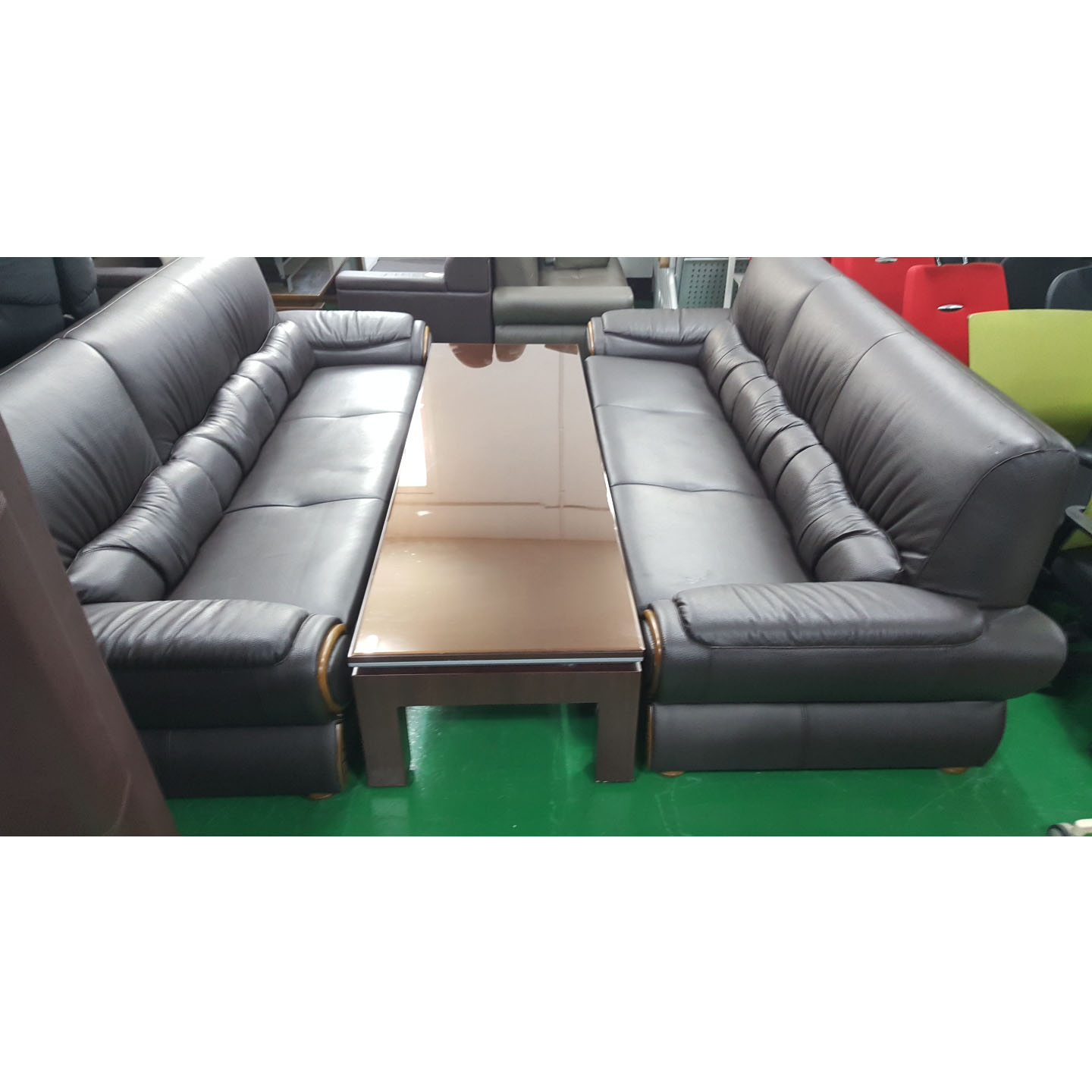 가죽 중역쇼파세트 (유리포함)