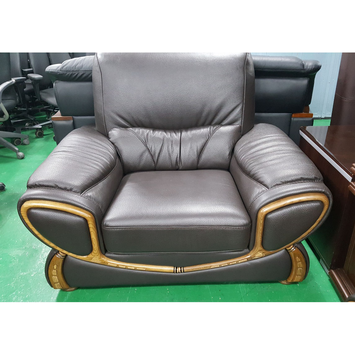 가죽 중역쇼파세트 (유리포함)