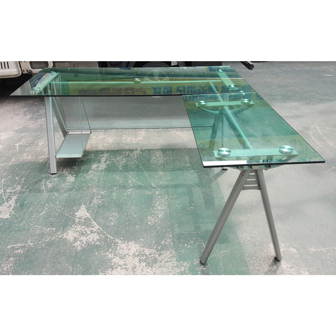 강화유리 책상세트 책상+사이드 +이동서랍