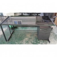 강화유리 책상 세트 이동서랍 포함