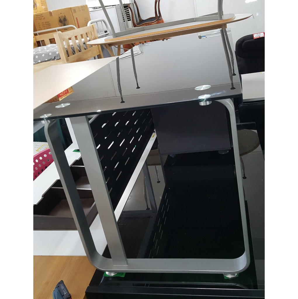 강화 유리책상 세트 이동서랍 포함