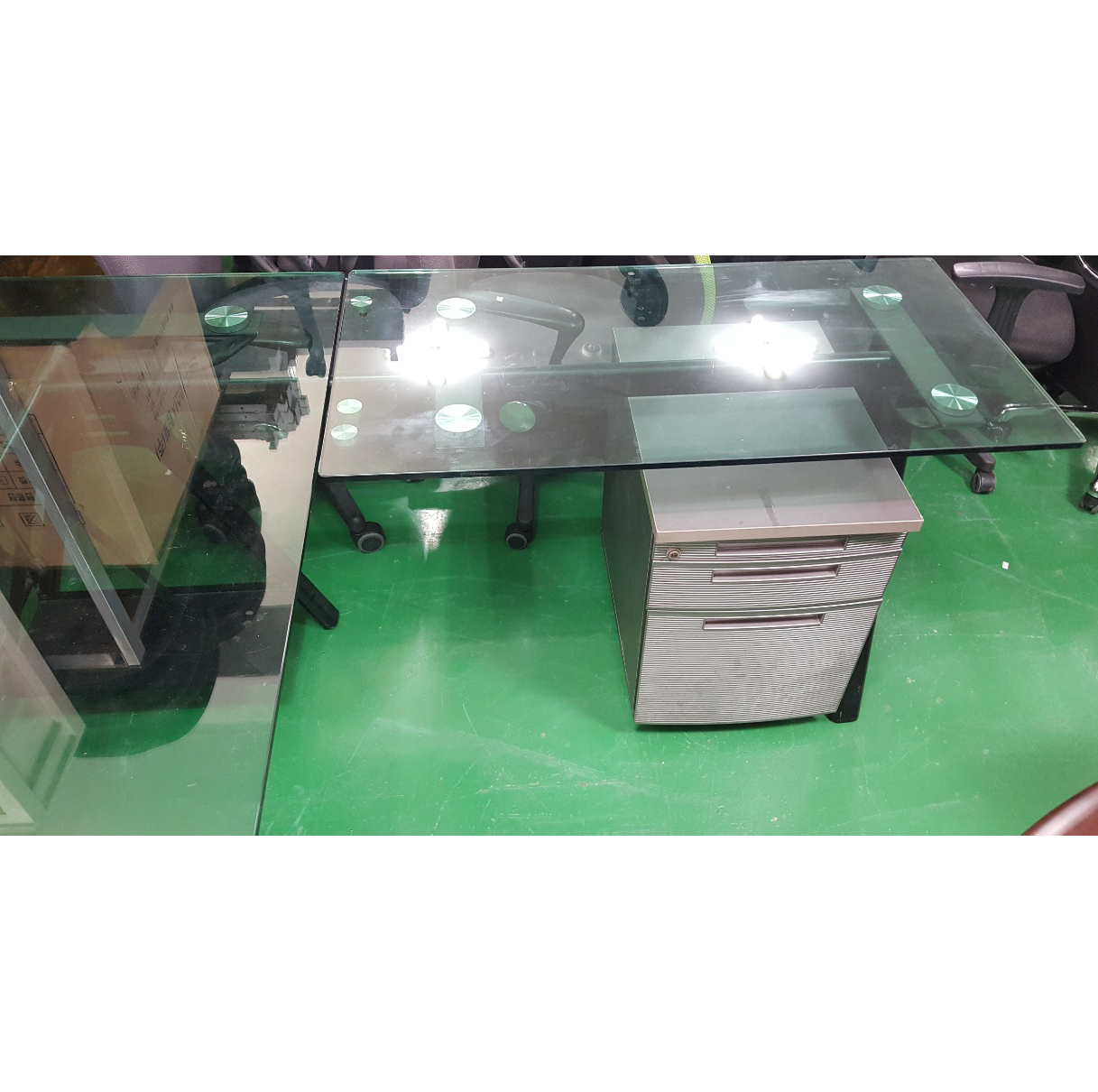 강화유리 책상 세트2EA