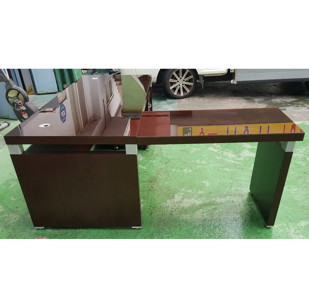 중역 책상 세트( 책상+사이드 +이동서랍+유리포함)