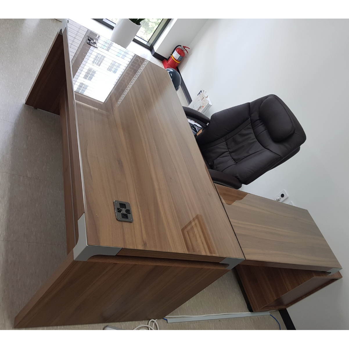 중역책상세트 책상+사이드서랍+유리