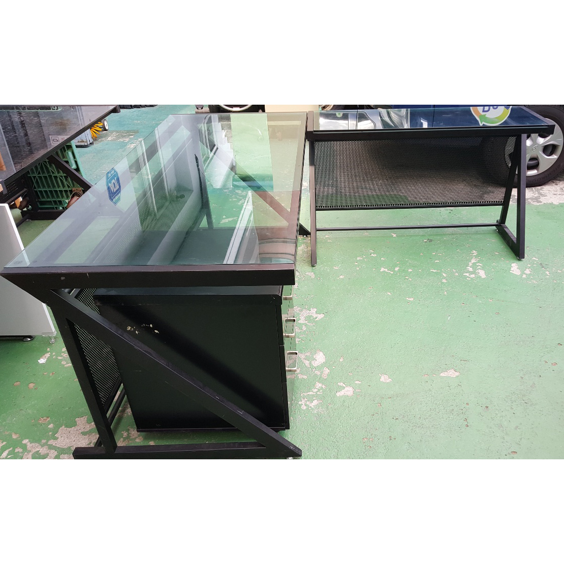 강화 유리 책상 세트