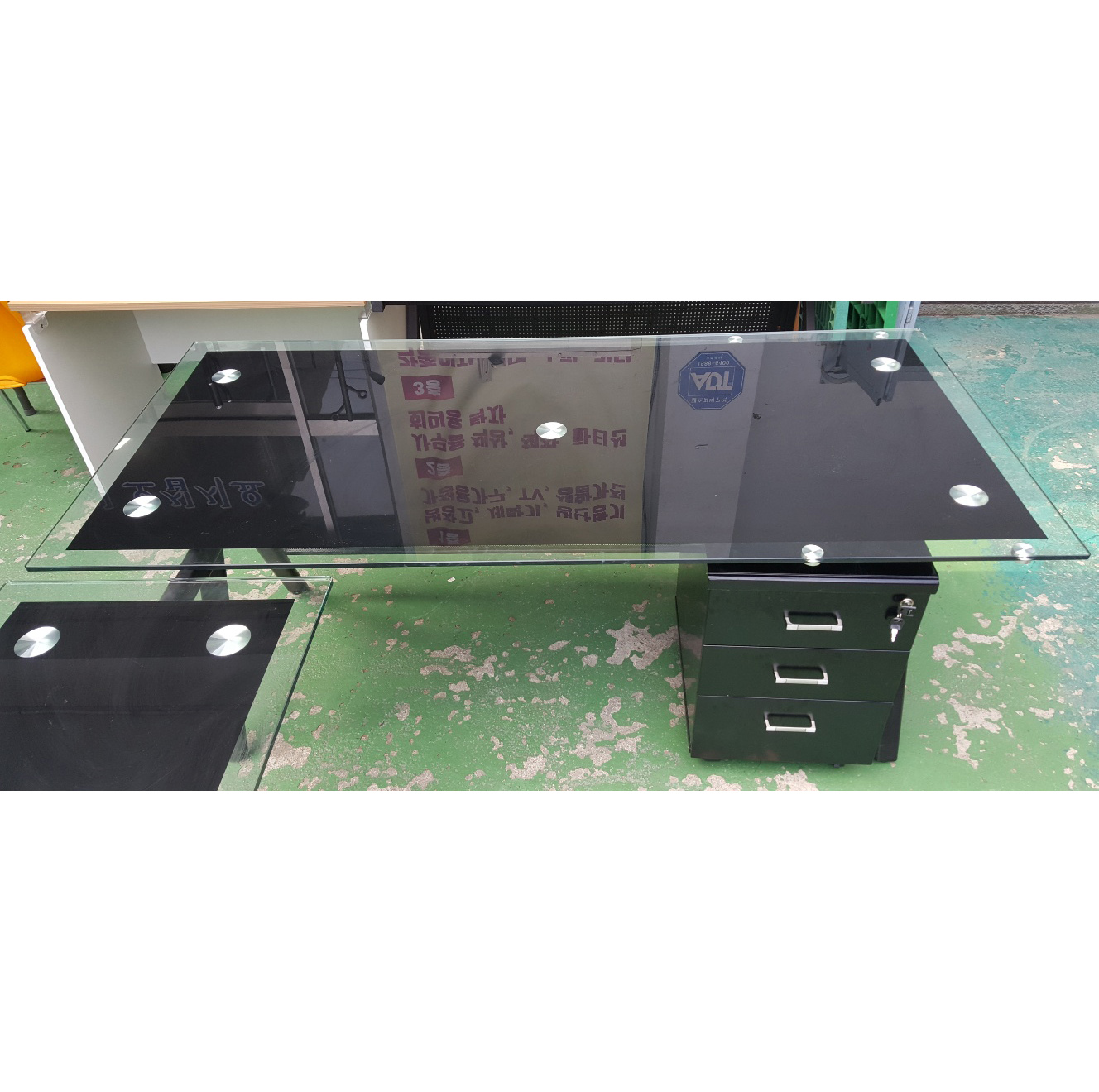 강화 유리 책상 세트
